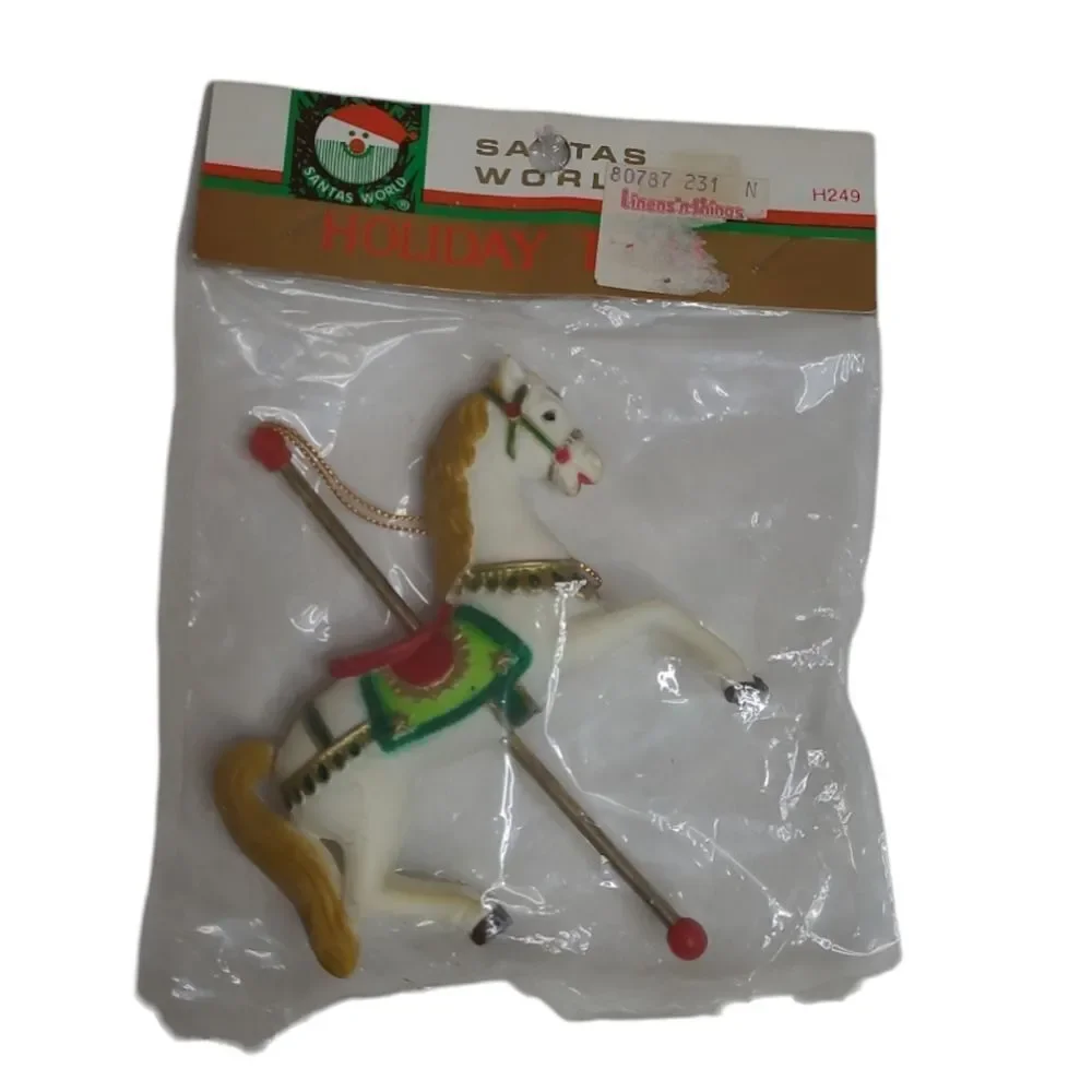 VINTAGE 90s carousel merry go round‎ horse Christmas tree ornament NIB